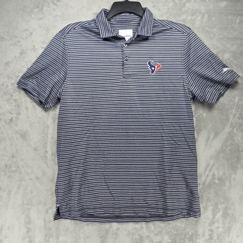 Tommy Bahama Hosuton Texans Men's Blue and White Striped Polo Sz M